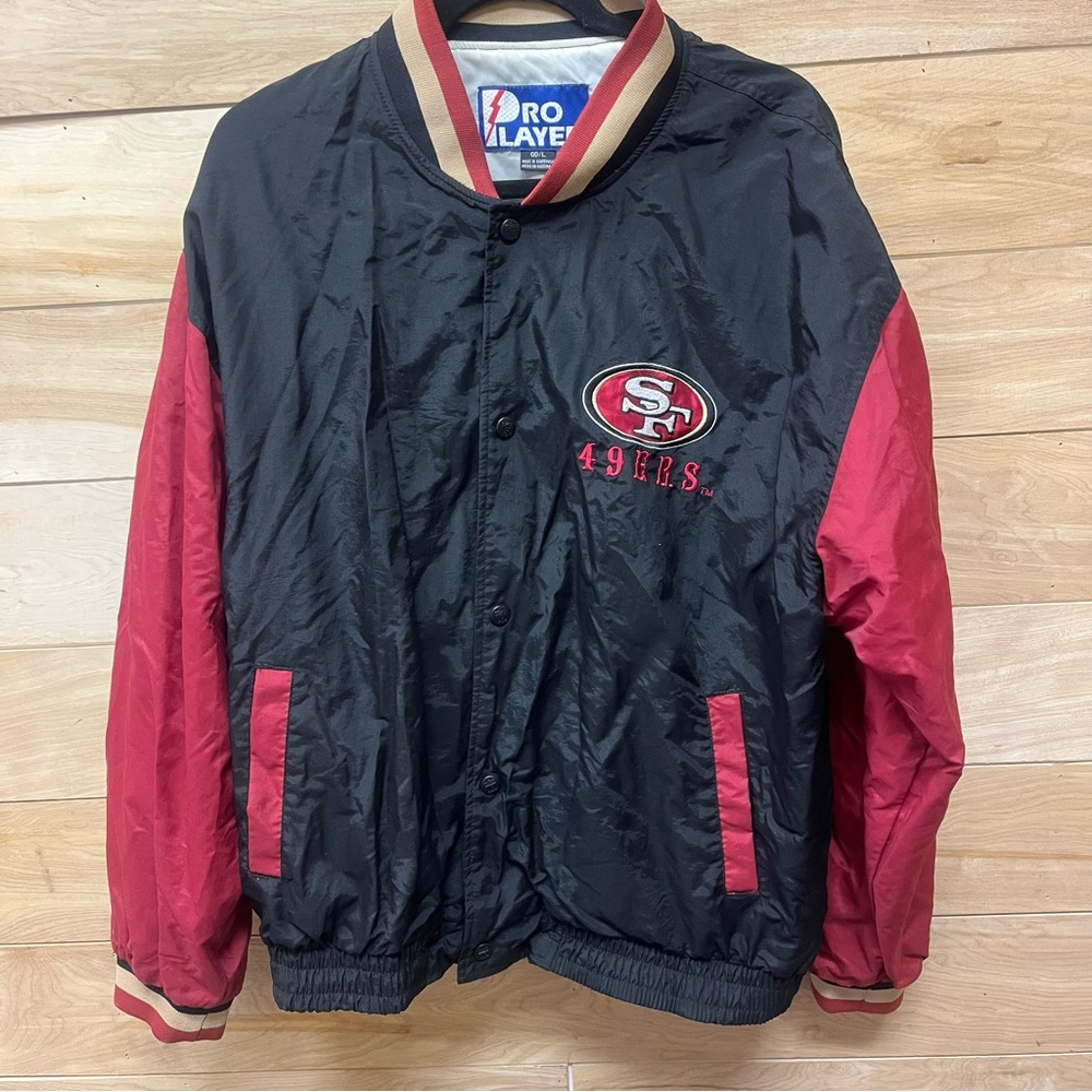 Pro player vintage nfl 49ers color blocked winder breaker button jacket